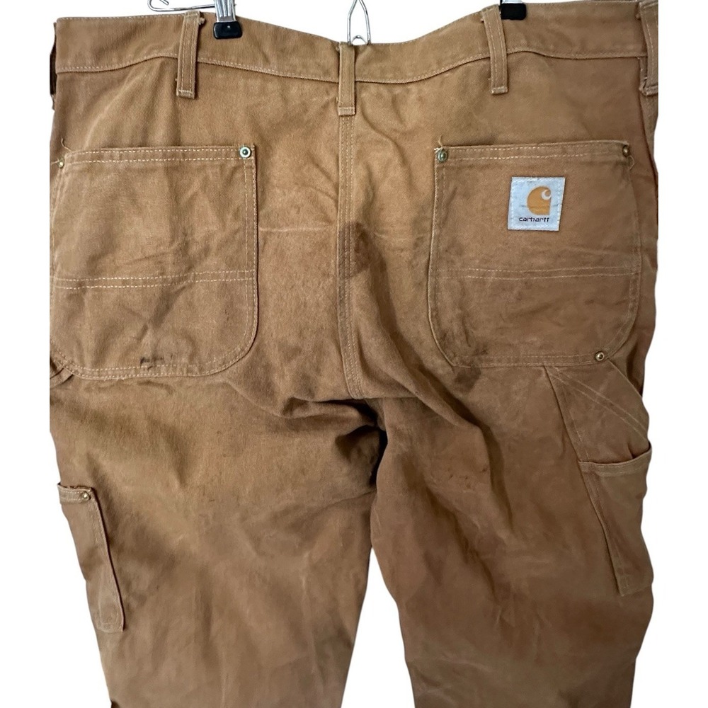 CARHARTT Men's 38x31 Brown Canvas Double Knee Carpenter Pants Stained - Picture 6 of 13